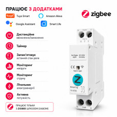 ZIgBee розумний-вимикач з лічильниками, таймером 1P+N 63A 230V Smart Life, Tuya [TY-TWM-Z] Tuya