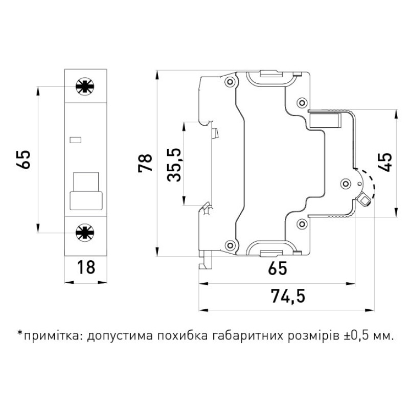 Автоматичний вимикач 1P 20А 6кА "D" [s026111] E.NEXT e.mcb.stand.60.1.D20