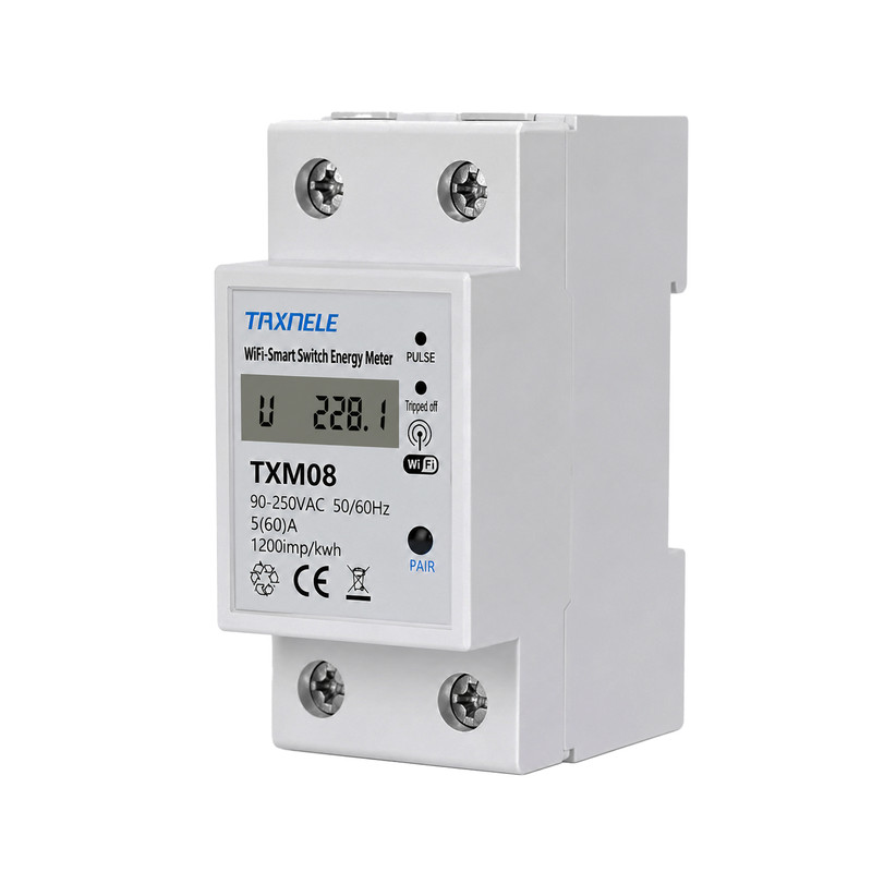 WiFi умное-реле с полной защитой, счетчиками, таймером 1P+N 60A 230V Smart Life, Tuya [TXM08] Taxnele