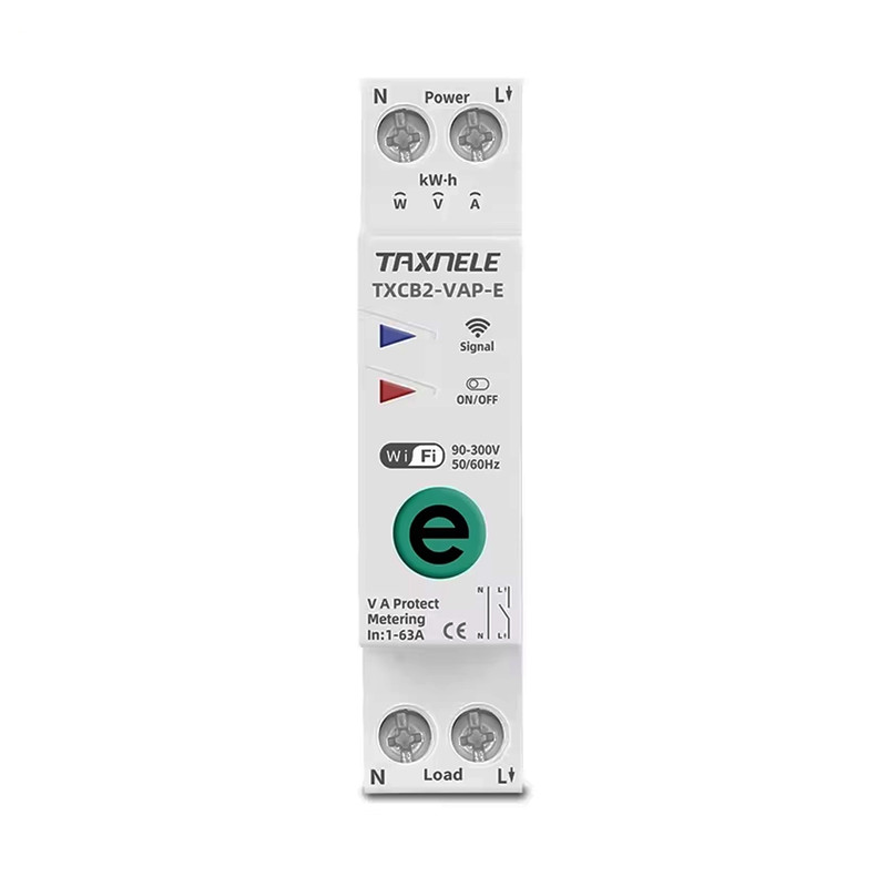 WiFi умный-выключатель с полной защитой, счетчиками, таймером 1P+N 1-63A 230V eWeLink [TXCB2-VAP-E] Taxnele