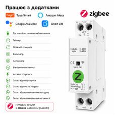 ZIgBee розумний-вимикач з повним захистом, лічильниками, таймером 1P+N 63A 230V Smart Life, Tuya [TY-VAP-Z] Tuya