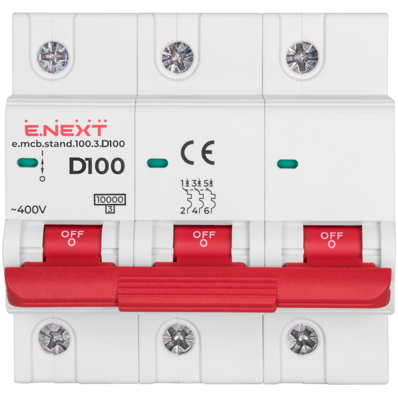 Автоматичний вимикач 3р 100А 10кА "D" [s026003] E.NEXT e.mcb.stand.100.3.D100