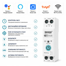 WiFi розумний-вимикач з лічильниками, таймером 1P+N 25A 230V Smart Life, Tuya [DGB-63TM-25A] DiyGo