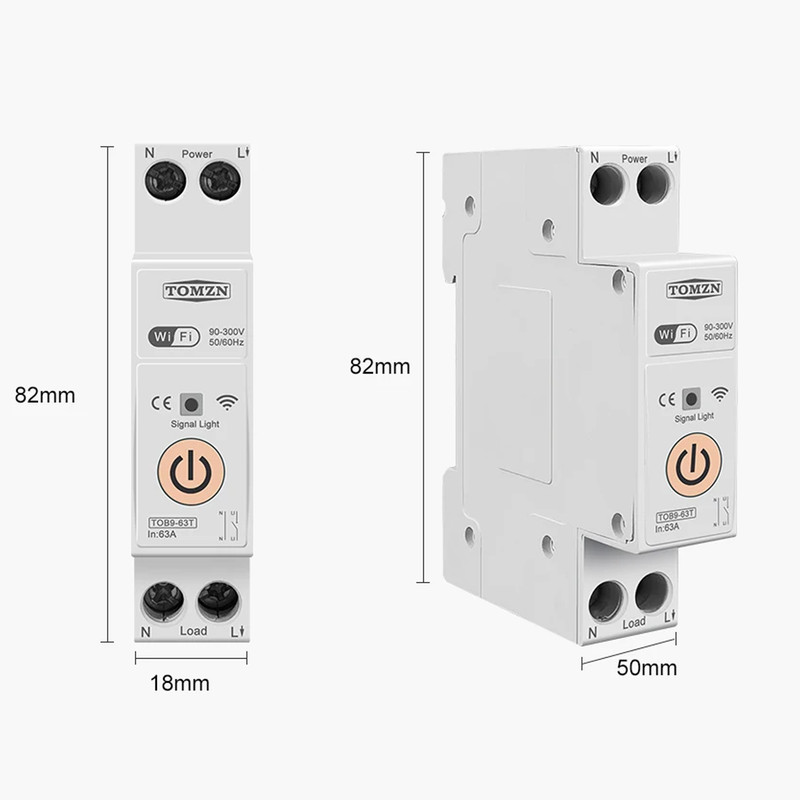 WiFi умный-выключатель, только таймер 1P+N 32A 230V Smart Life, Tuya [TOB9-63T-32A] Tomzn