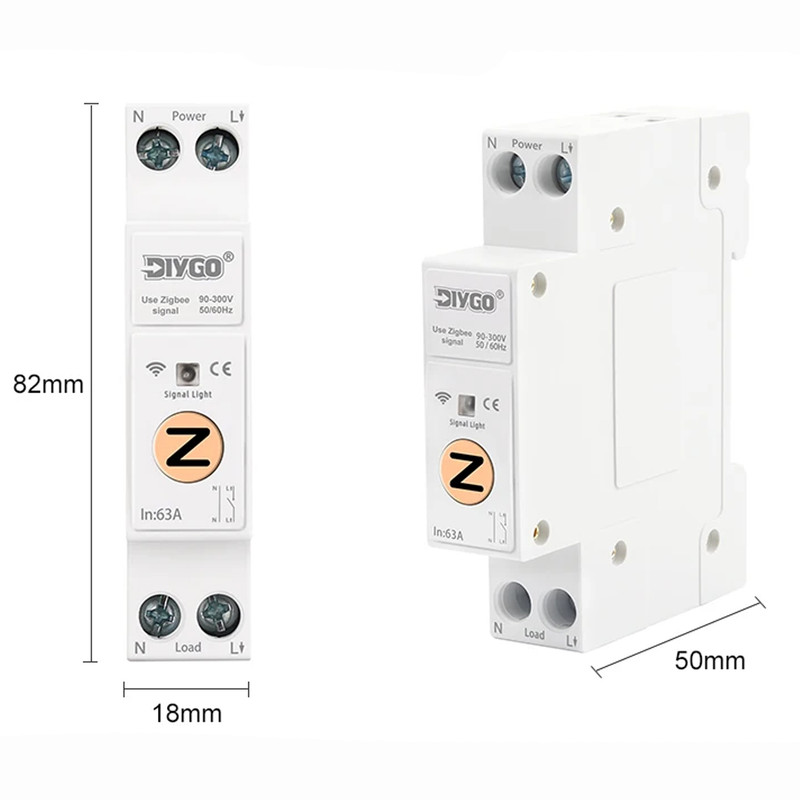 ZigBee розумний-вимикач, тільки таймер 1P+N 32A 230V Smart Life, Tuya [DGB-63Z-32A] DiyGo