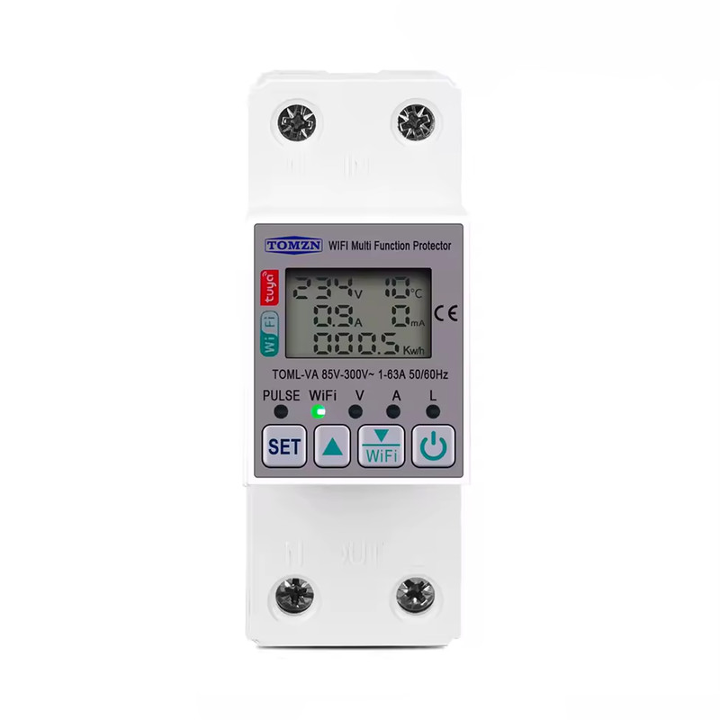 WiFi умное-реле с полной защитой, счетчиками, таймером 1P+N 63A 230V Smart Life, Tuya [TOML-VA] Tomzn