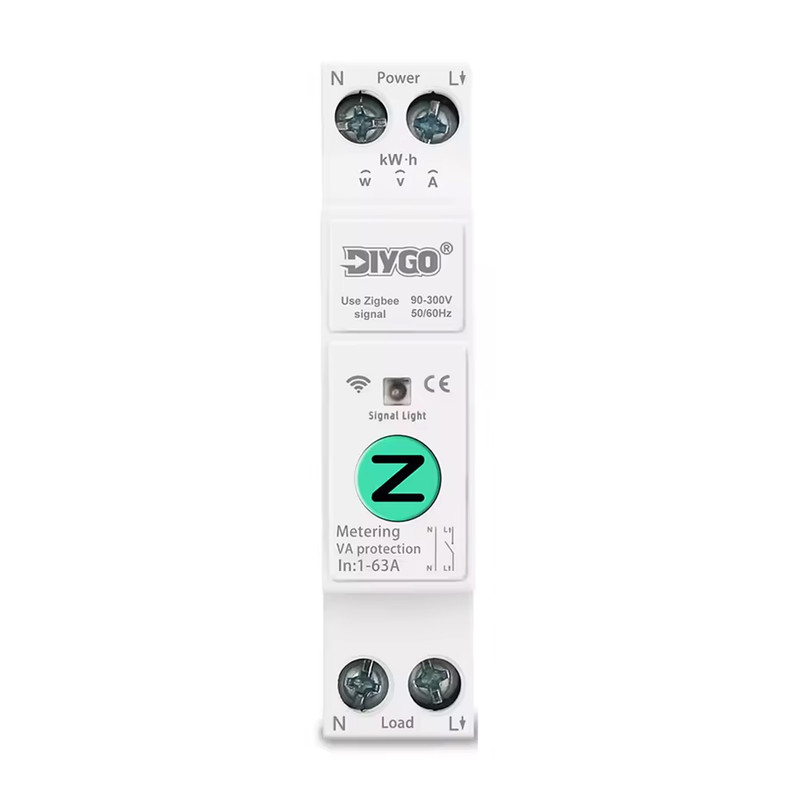 ZigBee розумний-вимикач з повним захистом, лічильниками, таймером 1P+N 1-63A 230V Smart Life, Tuya [DGB-63ZT] DiyGo