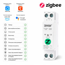 ZigBee розумний-вимикач з повним захистом, лічильниками, таймером 1P+N 1-63A 230V Smart Life, Tuya [DGB-63ZT] DiyGo