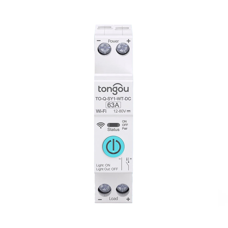 WiFi розумний-вимикач, тільки таймер 1P+N 63A DC 12-80V Smart Life, Tuya [TO-Q-SY1-WT-DC] Tongou