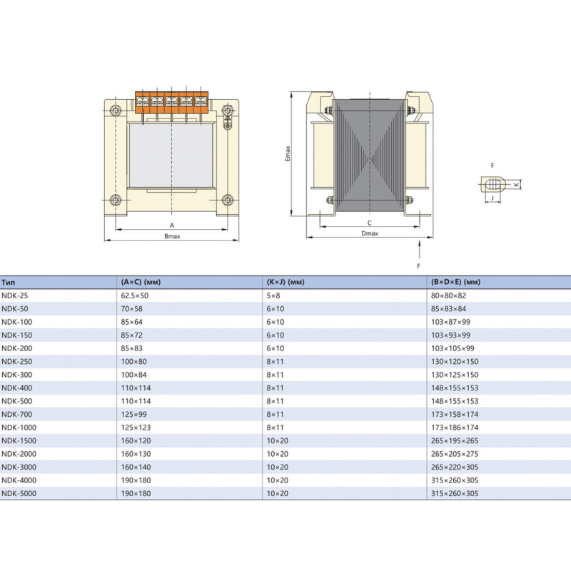 Однофазний трансформатор 50VA 380/24V [327158] NDK-50VA 380 220/24 12 IEC CHINT