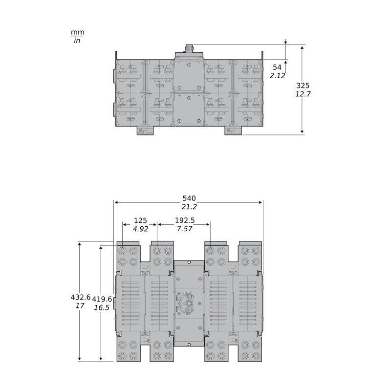 Переключатель нагрузки "I-0-II" 4P 1200A 415V виносн ручка [GM2AD4N12H4BEE] GoPact MTS2000 Schneider Electric