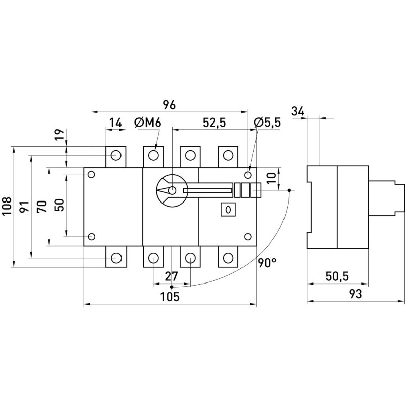 Вимикач навантаження "I-0" 3P 100А 660V [i089001] E.NEXT e.industrial.lbs.1-0.3.100
