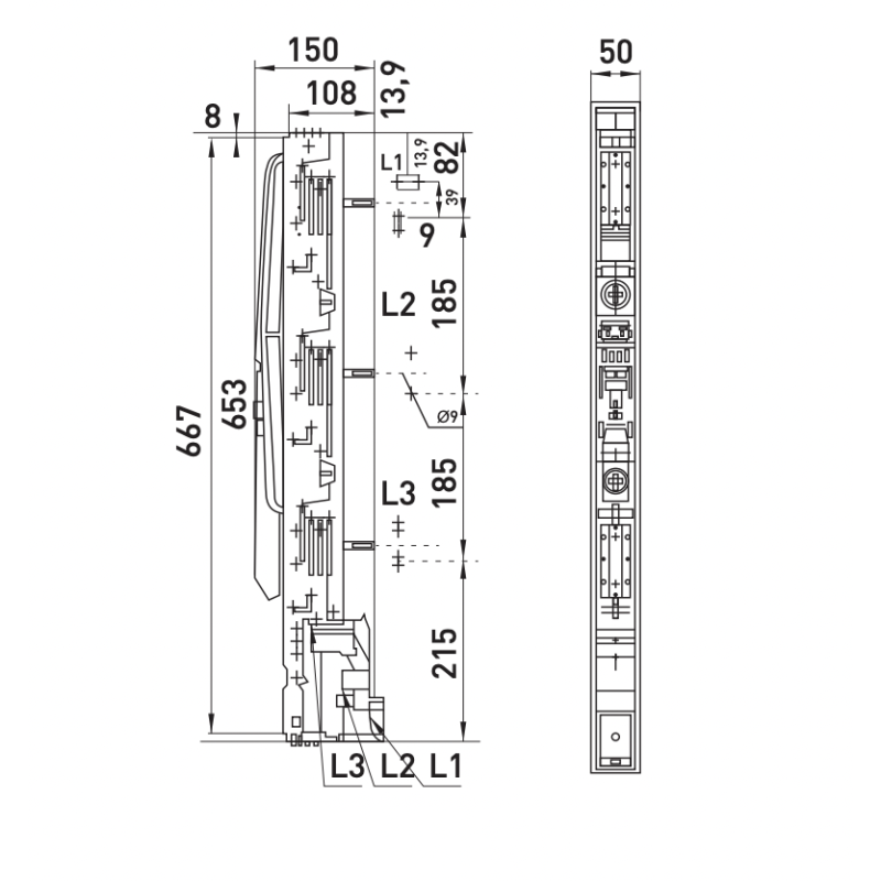 Запобіжник-вимикач-роз'єднувач 3P 160A 690V вертикальний [i0760088] e.fuse.fsvd.160 ENEXT