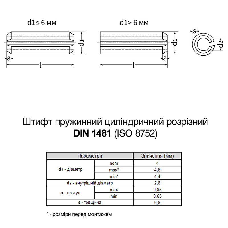 DIN1481 4х10 сталь штифт пружинный цилиндрический разрезной без покрытия [9500P0000954010P00] Metalvis