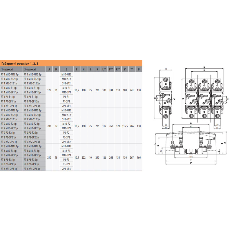 Тримач запобіжника 3p NH2 400A PT (M10-M10) [4131400] ETI