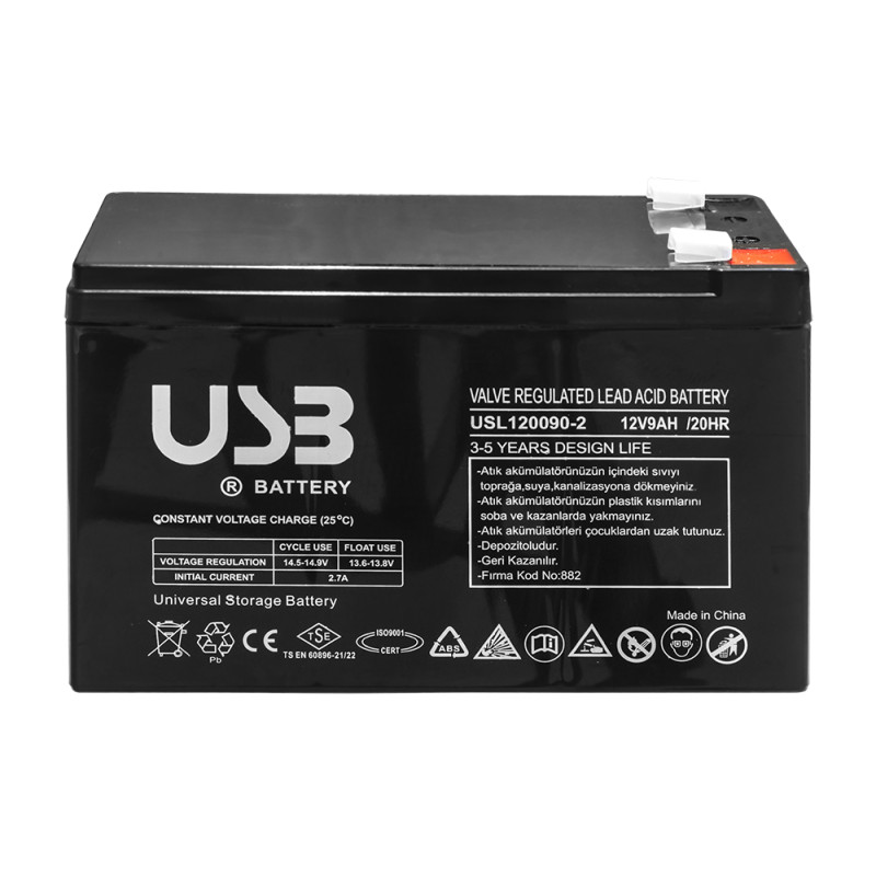Аккумуляторная батарея 12В 9A/год AGM тип разъема F1/F2 [USL1290-2] E.NEXT