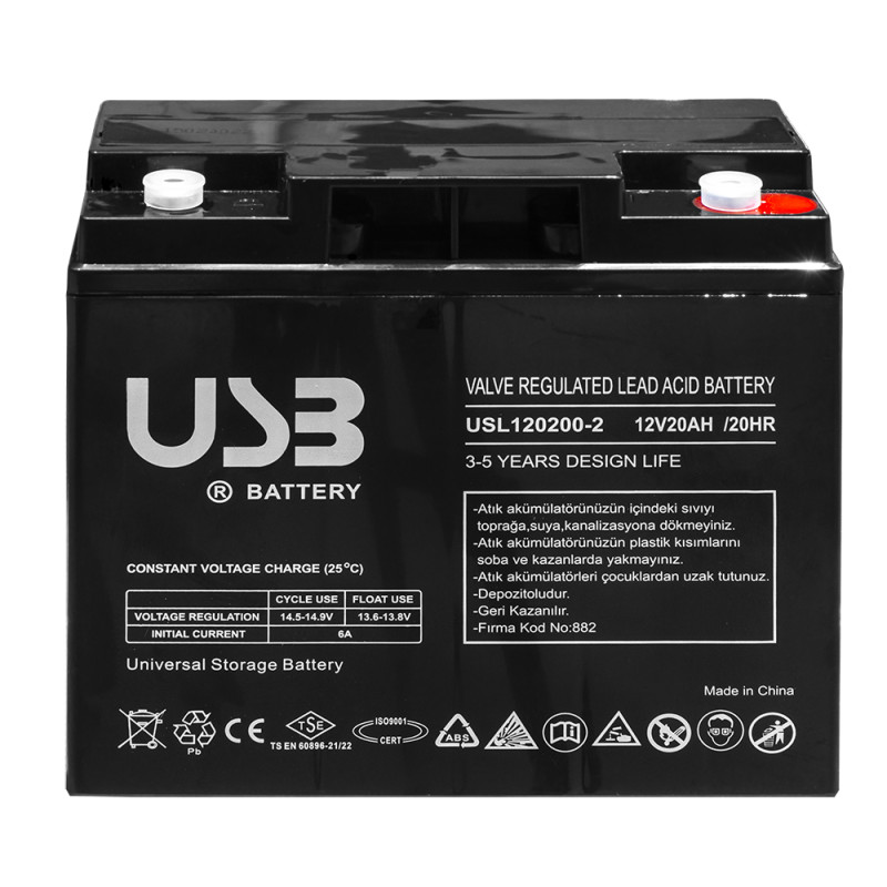 Акумуляторна батарея 12В 20A/год AGM тип роз'єму F13 M5 [USL12200-2] E.NEXT