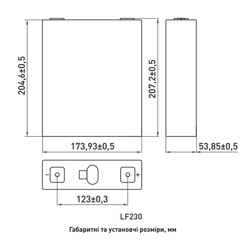 Аккумуляторная ячейка 3.2В 230А/час LiFePO4 [LF230] E.NEXT