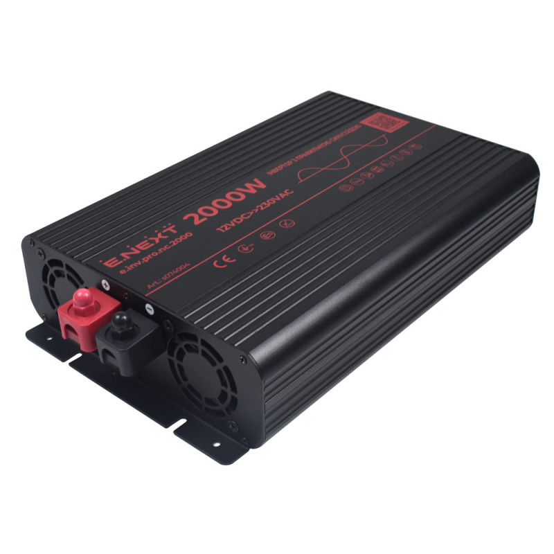 Інвертор 12/220В 2000Вт 220х320х90мм IP20 чистий синус [s074004] E.NEXT e.inv.pro.nc.2000