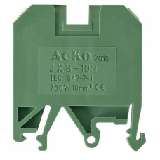 57А 10мм.кв. 40х10х46мм Клемма винтовая наборная зеленая [A0130010016] JXB 10/35 АСКО